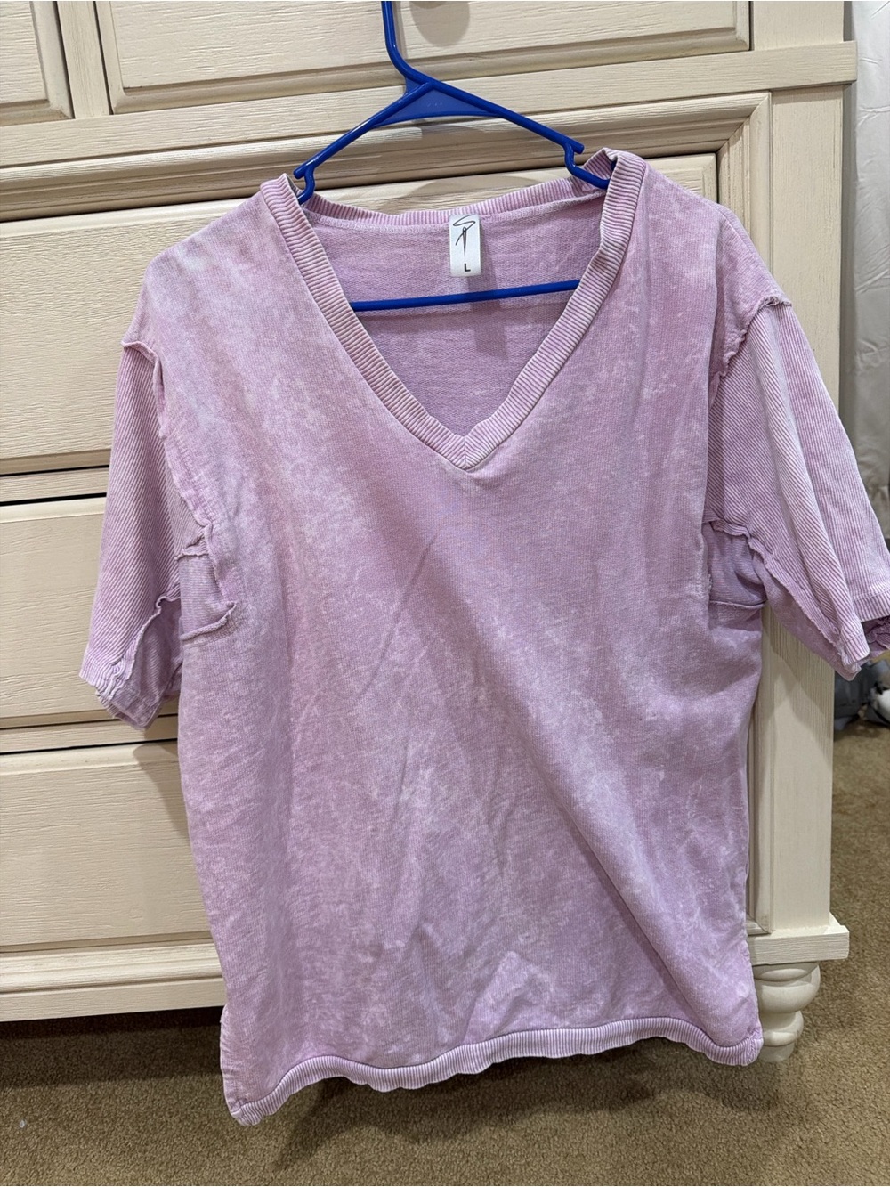 Source Unknown Washed Lavender V-Neck Short Sleeve Tee